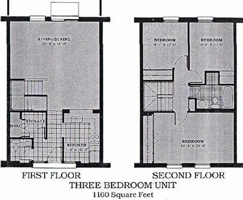 A black and white image of a three bedroom unit floor plan.